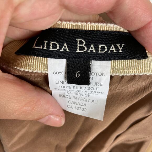 Lida Baday Lace Midi Skirt Size 6 Beige Tan Floral A Line Flared - Picture 7 of 10